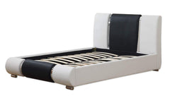 COXA PU Leather Bed Frame with Chrome Feet, Black & White