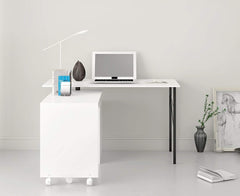 L-Shaped Extending Computer Workstation Corner Desk with Storage, White