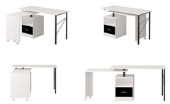 L-Shaped Extending Computer Workstation Corner Desk with Storage, White