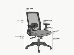 Cherry Tree Furniture Mesh Fabric Desk Chair Office Chair with Adjustable Armrests & Lumbar Support Grey, Without Headrest