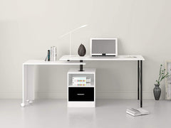 L-Shaped Extending Computer Workstation Corner Desk with Storage, White