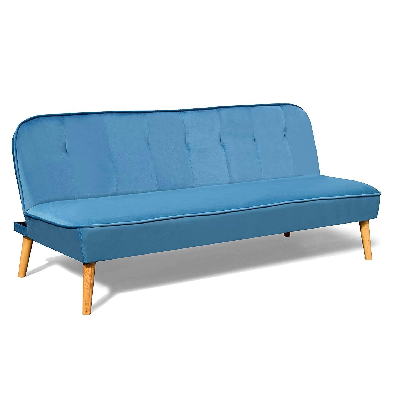 BETTI 3-Seater Click Clack Sofa Bed, Blue Velvet