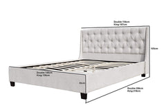 LUCIDA Chenille Fabric Buttoned Headboard Bed Frame in Light Grey SF852