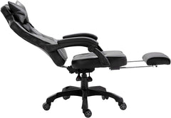 Cherry Tree Furniture High Back Recliner Gaming Chair with Cushion & Retractable Footrest Black & Grey