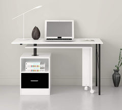 L-Shaped Extending Computer Workstation Corner Desk with Storage, White