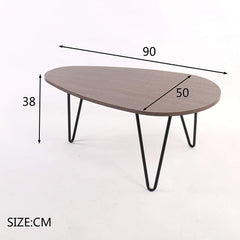 STELLA Walnut Oval Coffee Table with Curved Metal Legs