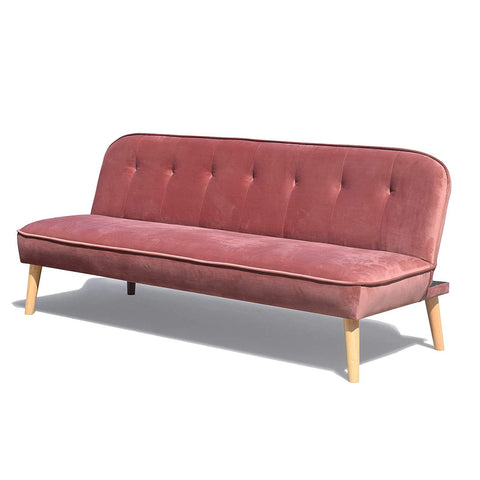 BETTI 3-Seater Click Clack Sofa Bed, Dusty Rose Pink Velvet