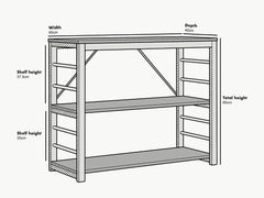 Cherry Tree Furniture Microwave Rack Shelf, Kitchen Organiser Workstation White Oak Colour, A