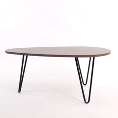 STELLA Walnut Oval Coffee Table with Curved Metal Legs