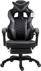 Cherry Tree Furniture High Back Recliner Gaming Chair with Cushion & Retractable Footrest Black & Grey