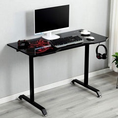 CTF Black & Red Gaming Table Computer Desk with Cable Port & Headphone Hanger