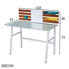 LEROY White Glass Top Writing Desk with White Steel Frame