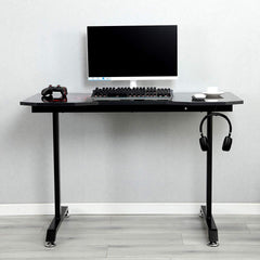 CTF Black & Red Gaming Table Computer Desk with Cable Port & Headphone Hanger