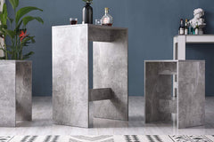 Cherry Tree Furniture NARVIK Grey Concrete Effect High Table & Stools Set, Bar Table Set