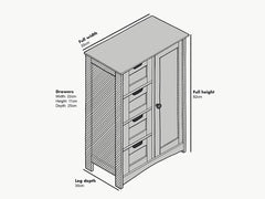 Free Standing Wooden Bathroom Cabinet with 1-Door Cupboard and 4-Drawer & Marble Effect Top (White)