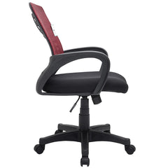 Mesh Fabric Padded Swivel Office Chair Computer Desk Chair, Dark Red & Black