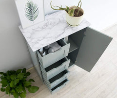 Free Standing Wooden Bathroom Cabinet with 1-Door Cupboard and 4-Drawer & Marble Effect Top (Grey)