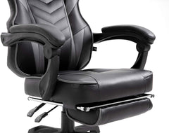 Cherry Tree Furniture High Back Recliner Gaming Chair with Cushion & Retractable Footrest Black & Grey