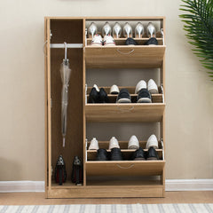 3-Drawer Wooden Shoe Cabinet Shoe Storage Unit with Umbrella Compartment