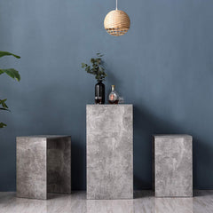 Cherry Tree Furniture NARVIK Grey Concrete Effect High Table & Stools Set, Bar Table Set