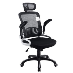 Mesh High Back Extra Padded Swivel Office Chair with Head Support & Adjustable Arms, Black