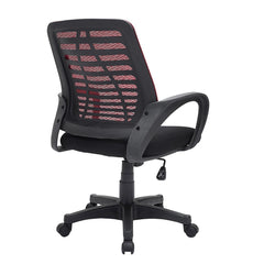 Mesh Fabric Padded Swivel Office Chair Computer Desk Chair, Dark Red & Black