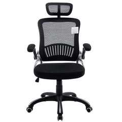 Mesh High Back Extra Padded Swivel Office Chair with Head Support & Adjustable Arms, Black