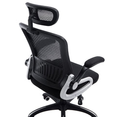 Mesh High Back Extra Padded Swivel Office Chair with Head Support & Adjustable Arms, Black