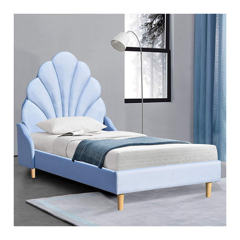 ARIEL Linen Fabric Upholstered Bed with Scalloped Headboard