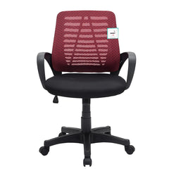 Mesh Fabric Padded Swivel Office Chair Computer Desk Chair, Dark Red & Black