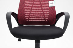 Mesh Fabric Padded Swivel Office Chair Computer Desk Chair, Dark Red & Black