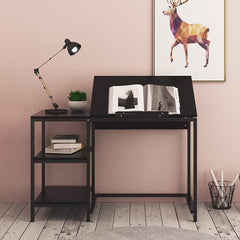 Computer Desk / Drafting Table with Shelves, Black