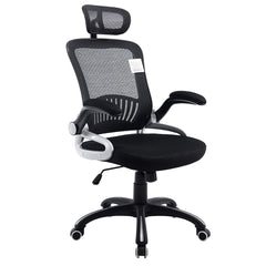 Mesh High Back Extra Padded Swivel Office Chair with Head Support & Adjustable Arms, Black