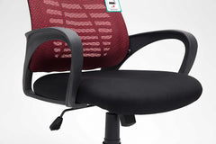 Mesh Fabric Padded Swivel Office Chair Computer Desk Chair, Dark Red & Black