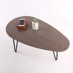 STELLA Walnut Oval Coffee Table with Curved Metal Legs