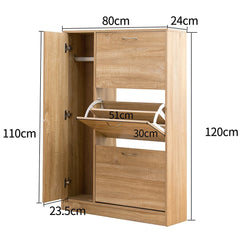 3-Drawer Wooden Shoe Cabinet Shoe Storage Unit with Umbrella Compartment