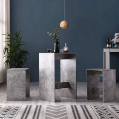 Cherry Tree Furniture NARVIK Grey Concrete Effect High Table & Stools Set, Bar Table Set