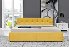 CORONA Fabric Ottoman Storage Bed Frame with Tufted Headboard, Yellow