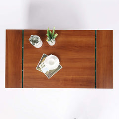 JUPITER Walnut Living Room Coffee Table with Glass Sheet Legs