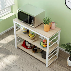 Cherry Tree Furniture Microwave Rack Shelf, Kitchen Organiser Workstation White Oak Colour, A