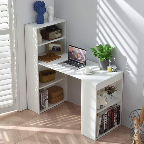 Cherry Tree Furniture BERGEN Computer Desk Home Office Desk with Shelving White