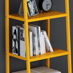 HUBA 4-Tier Shelving Unit Display Stand, Yellow