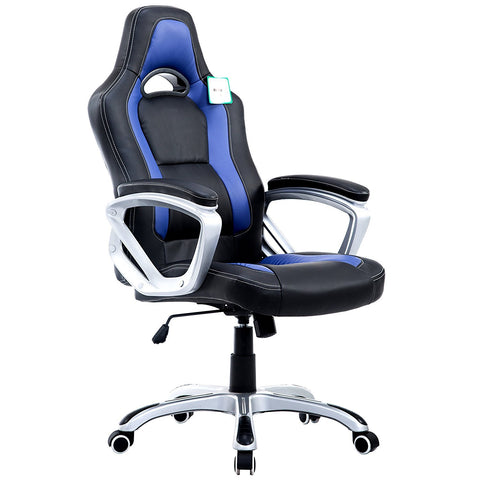 blue black office gaming racing office desk swivel chair