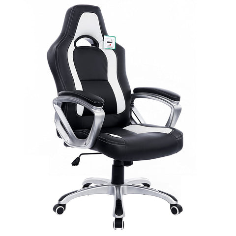 white black office gaming racing office desk swivel chair